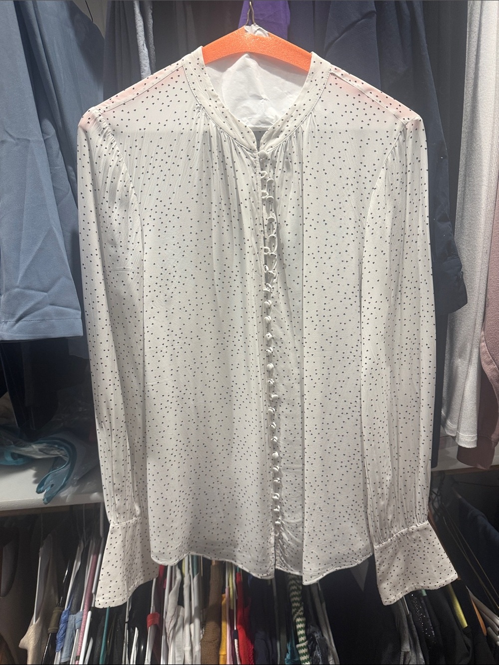 Joie White Polka-Dot Button-Up Blouse